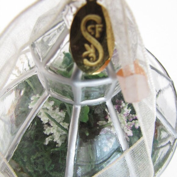 Vintage Terrarium Christmas Ornament, very unique,  matal hang tag, - Picture 6 of 6